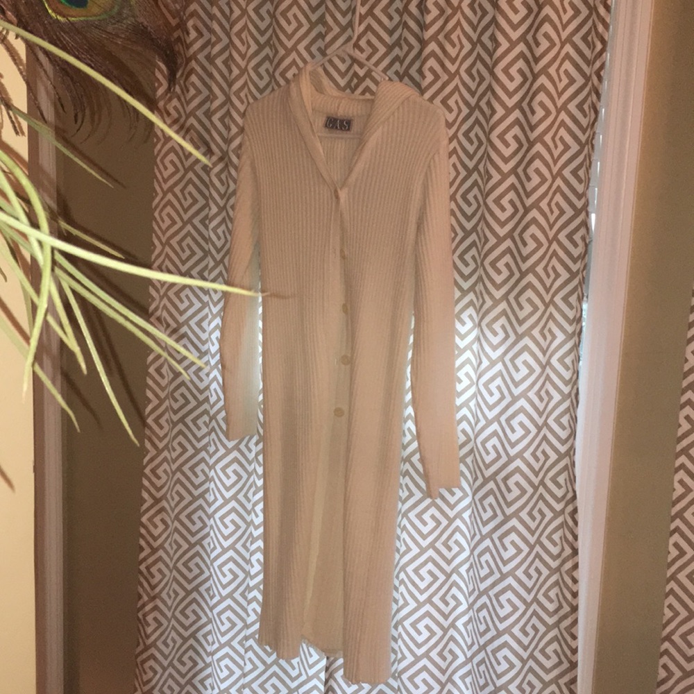off white long cardigan sz medium